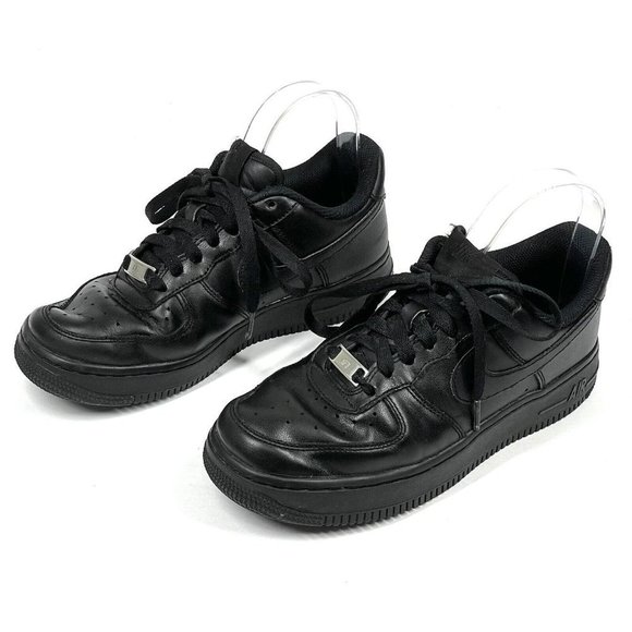 Nike Air Force 1 07 Black Leather Sneakers 315115-038 Womens Size 6 Shoes - Picture 4 of 12